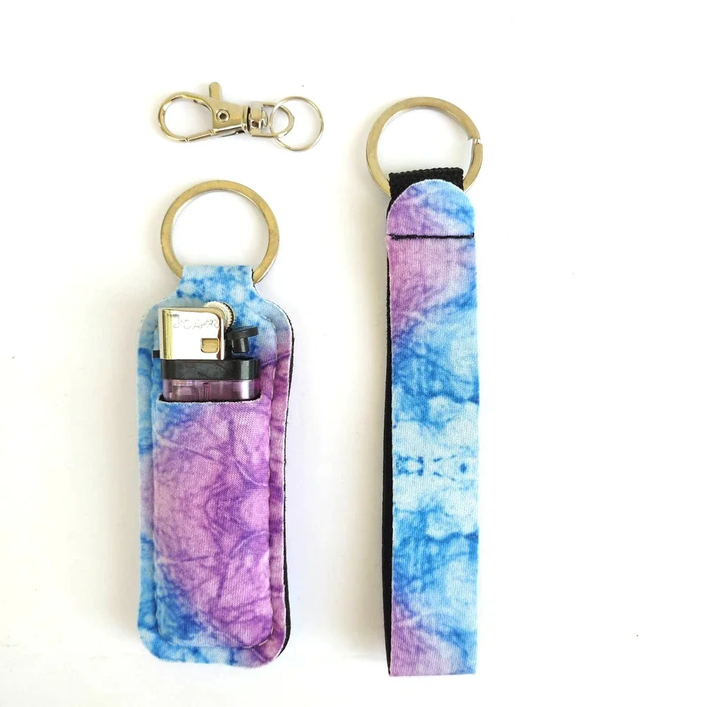 5 for $25 Keychain Tie Dye Wrist Strap Lip Balm Holder Keychain Lipstick Keyring - Picture 3 of 3